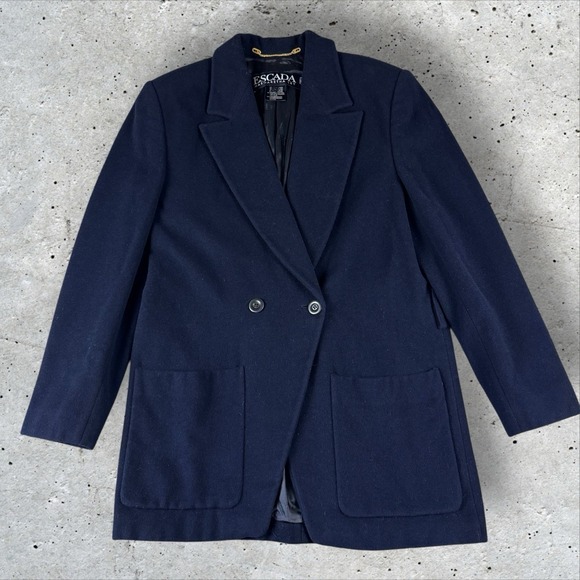 ESCADA BY MARGARETHA LEY Wool‎ & Cashmere Blazer Jacket Pea Coat Blue Sz 38 US M